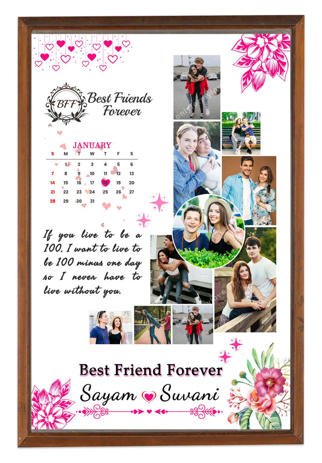 Best Friend Collage Photo Frame – White – Only For My Love